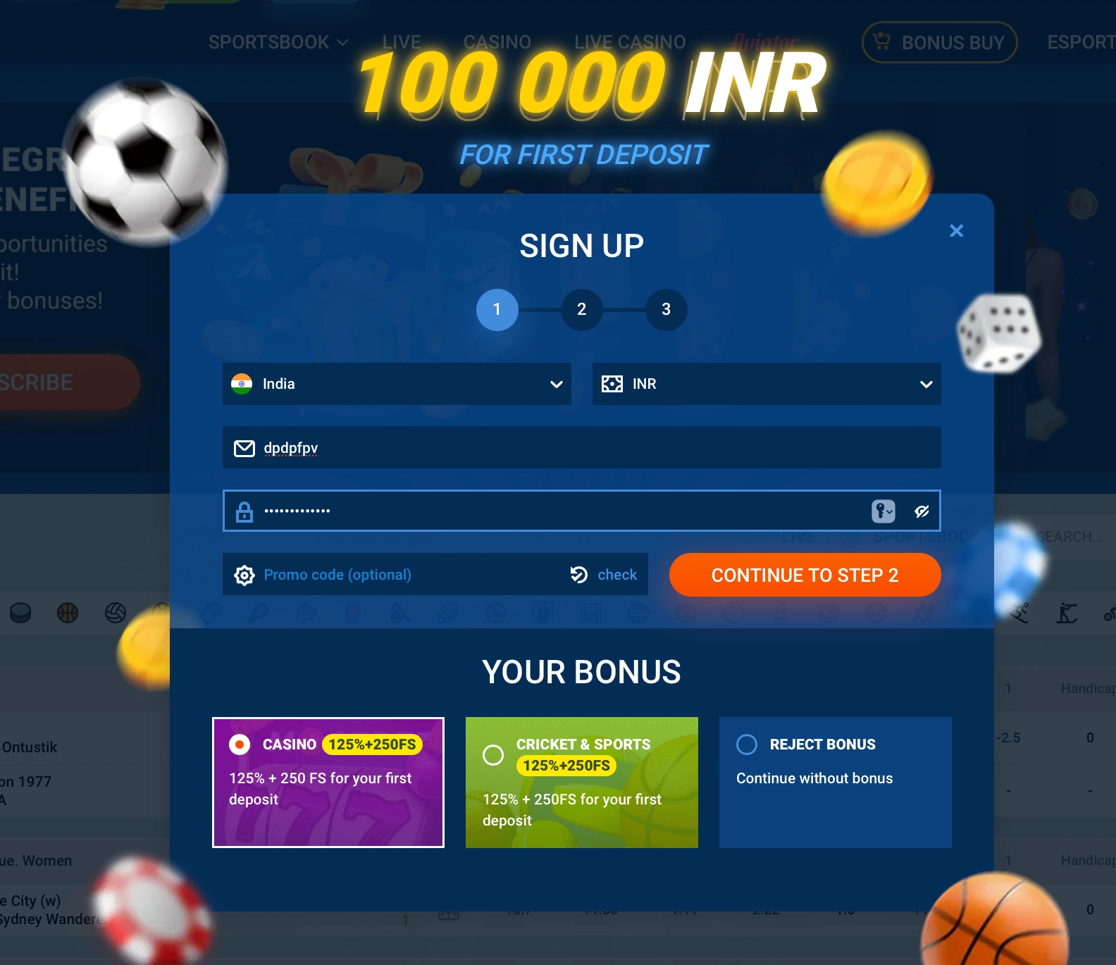 Fill registration details